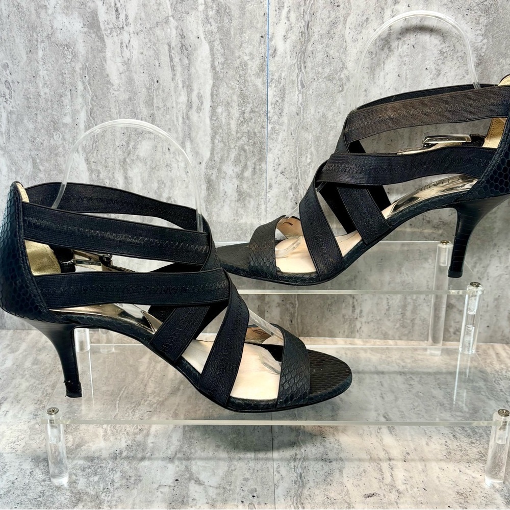 Michael Kors Carina Black Leather Strappy Heels Sandals Sz 7.5M